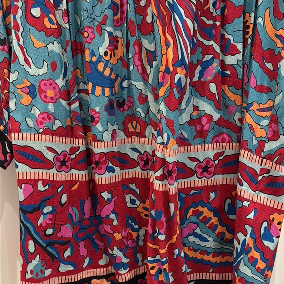 ba&sh Red and Blue Graphic Tie Front Tunic - Picture 3 of 3